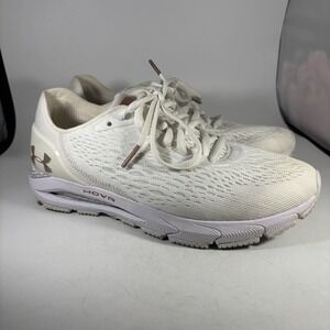 Women's 8 Under Armour HOVR Sonic Running Shoes Sneakers White 3023937-100